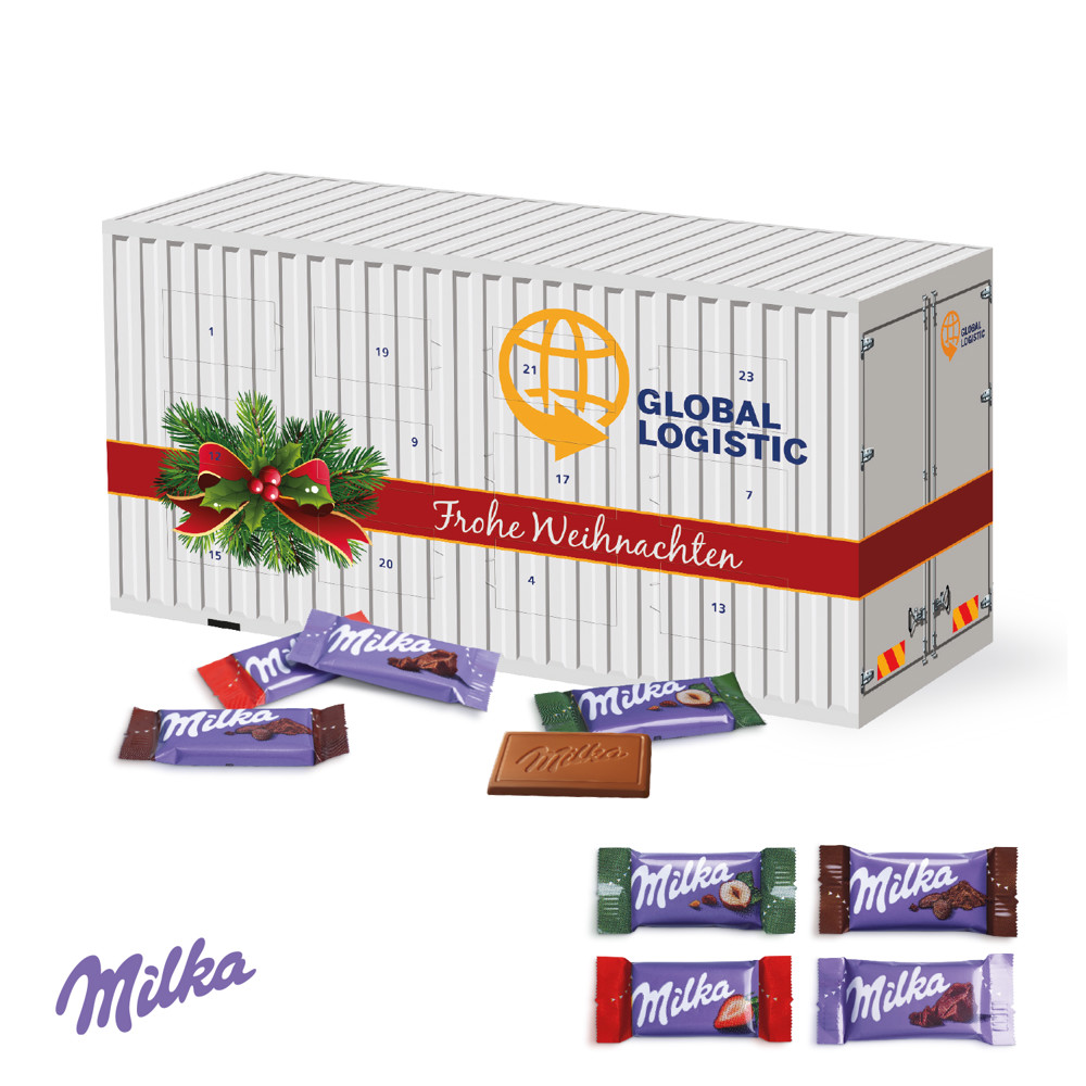 3D Adventskalender "Container" mit Milka Schokolade