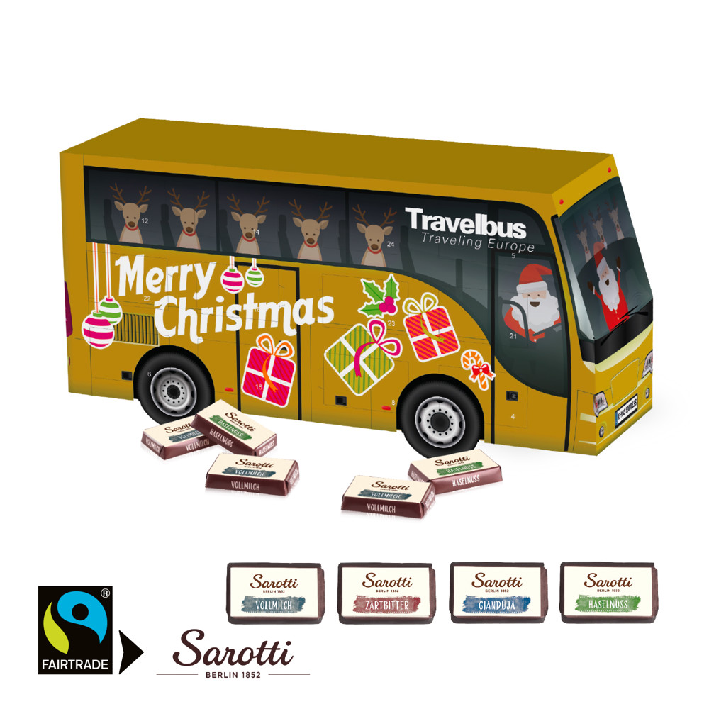 3D Adventskalender "Bus" mit Sarotti Fairtrade® Schokolade