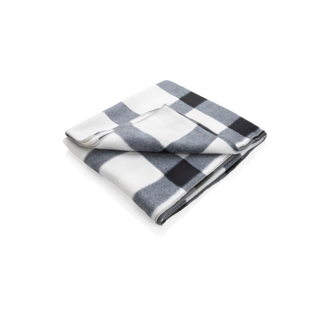Weiche karierte Fleece-Decke - weiß (± PMS White)